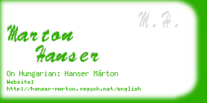 marton hanser business card